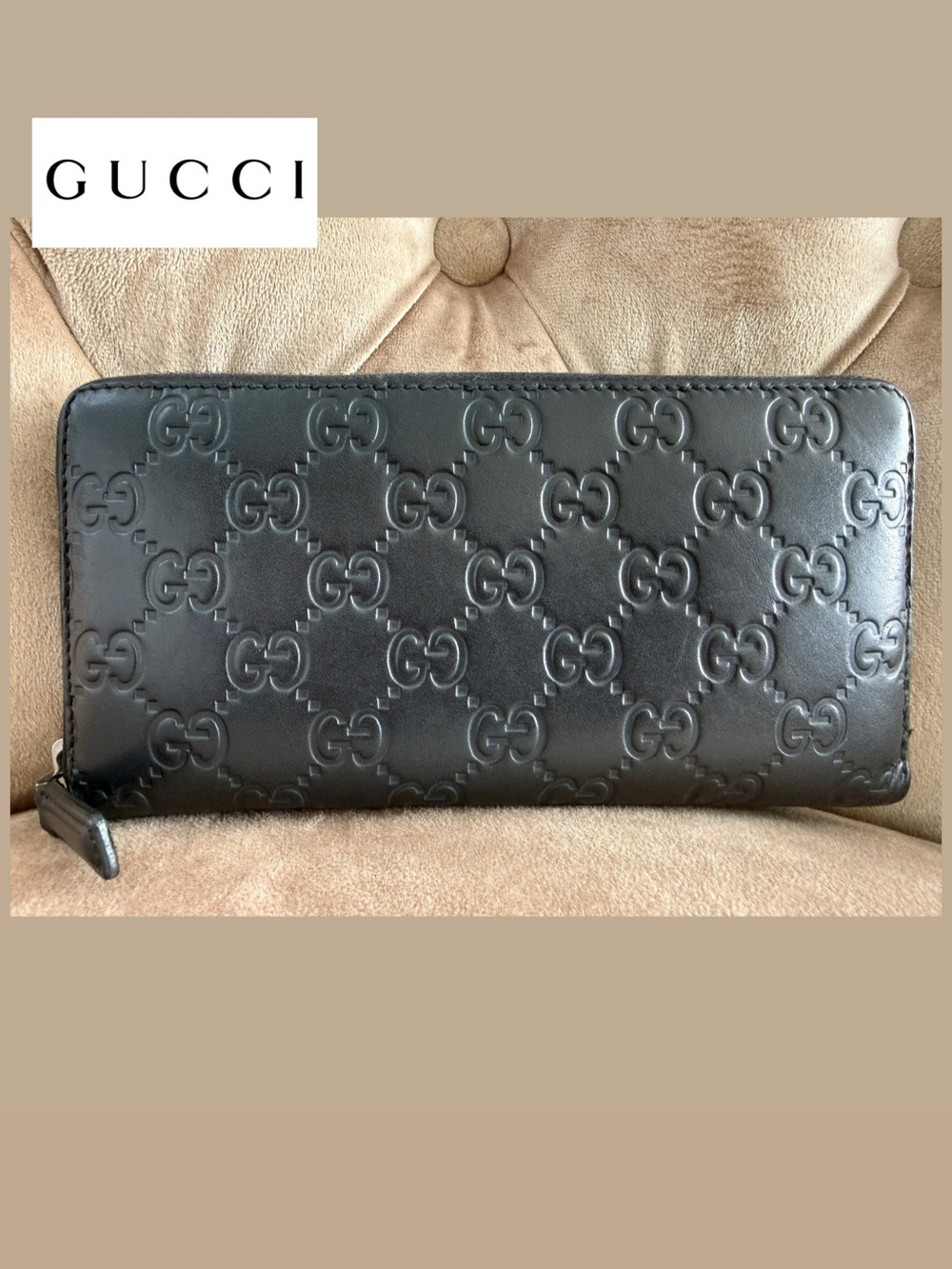 GUCCI Guccissima Signature Zip Around Wallet